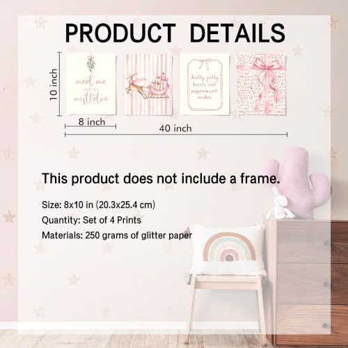 Christmas Wall Art Posters Prints 8x10in Set - Unframed Holiday Decor