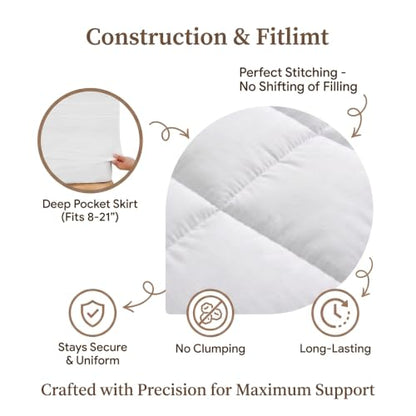 Queen Quilted 1500GSM Luxe Mattress Topper - Plush Cooling Support