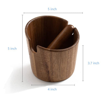 Ytnjzl 5 inch Coffee Knock Box espresso knock box,Wood Bin for Espresso Machine Coffee Grounds Acacia wood Knock Box Suitable for coffee bar decoration-coffee bar accessories