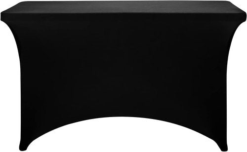 FORLIFE Spandex Table Cover - Fitted 4ft Rectangular Tablecloth for Weddings & Parties | Black