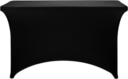 FORLIFE Spandex Table Cover - Fitted 4ft Rectangular Tablecloth for Weddings & Parties | Black