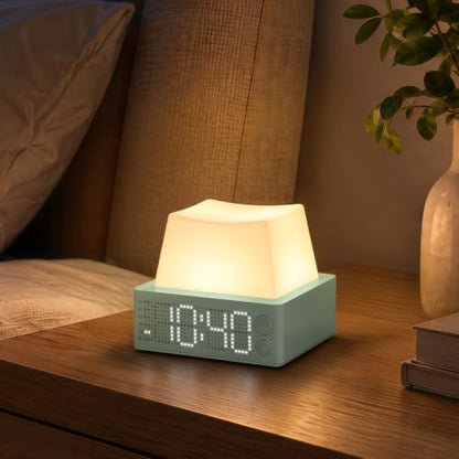 Green Keycap Alarm Clock with Sleep Mode & Dual Alarm - Rechargeable Digital Desk Clock