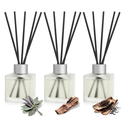 Reed Diffuser Set of 3 with Eucalyptus Lavender, Sandalwood & Teakwood Fragrance