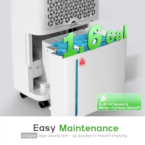 White 81 Pint Basement Dehumidifier with Drain Hose - 5500 Sq.Ft Capacity