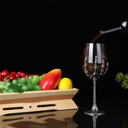 Gothic Skull Wine Glass Skeleton Goblet Bone Hand Chalice 2E - Dark Aesthetic Decor