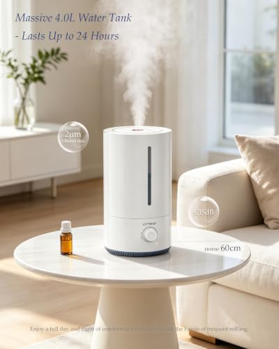 4L Cool Mist Humidifier for Bedroom & Home Quiet Top Fill & Easy Cleaning