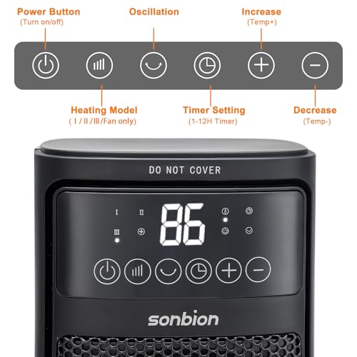 1500W Electric Space Heater with Remote Control, Fast Heating Oscillating Ceramic Heater