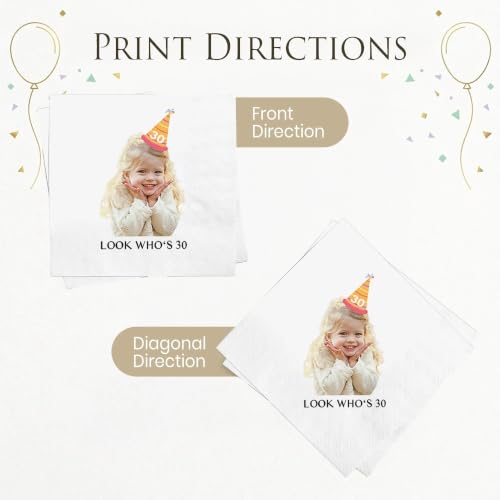 Personalized 30th Birthday Napkins with Photo and Text - Design 1
