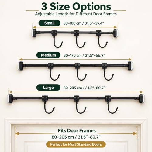 Adjustable Garland Hanger for Door Frame No Hardware, Extends 31.5-94.5 Inches, Holds 20 Lbs, Damage-Free Christmas Halloween Decor — B / S (31.5-39.4in)