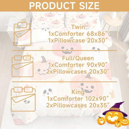 Halloween Comforter Set Twin Size Kawaii Kids Pumpkin Bedding - Variation: Halloween17