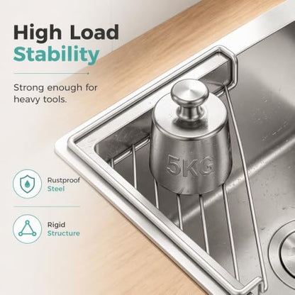 Stainless Steel Corner Sink Shelf Triangular Open Wire Rack Organizer - 1 Piece