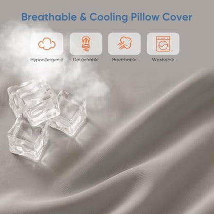 Sweetcrispy Cervical Neck Pillow Memory Foam Contour Pillow White & Light Grey Standard