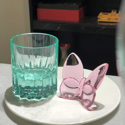 Pink Butterfly Crystal Figurines - Glass Wedding & Holiday Decor - 2 Pack