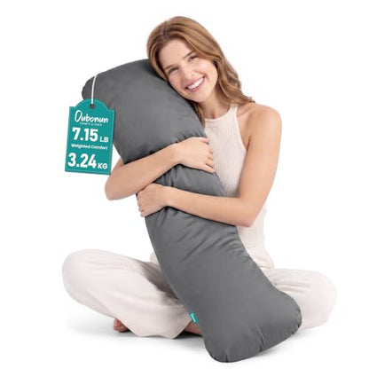 Weighted Body Pillow for Side Sleepers 41x10in 7.15lbs Cooling Grey