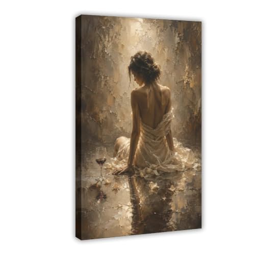 Romantic Woman Back Canvas Wall Art - Wrapped 12x18 Inches