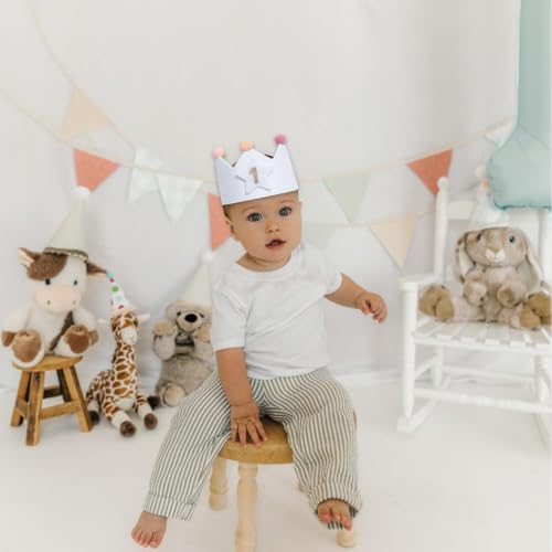 Reusable Birthday Crown with Interchangeable Numbers 1-9 - Pink, Peach & Green - Variation of 1-9hat