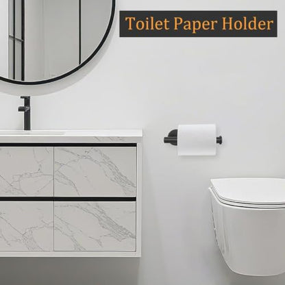 Wall Mount Toilet Paper Holder Matte Black Stainless Steel Bathroom Accessory