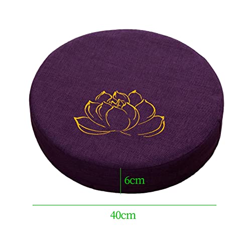 Meditation Cushion Floor Pillow with Removable Linen Cover - Dark Violet 6cm