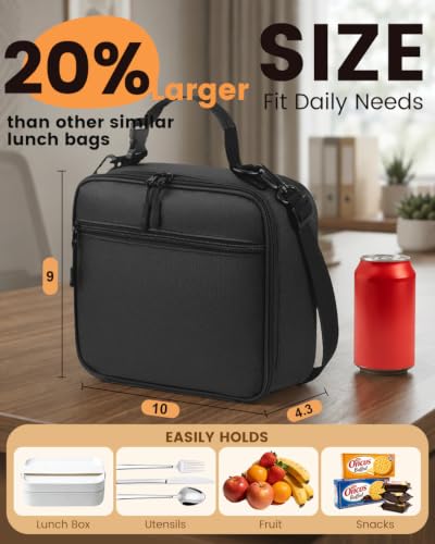 Men's Small Black Insulated Lunch Box with Detachable Strap - Dailyice