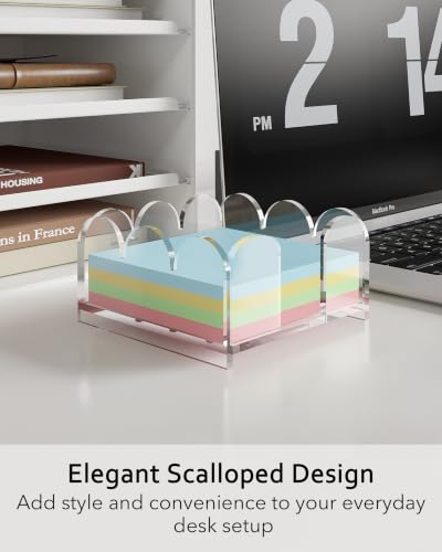 3x3 Acrylic Sticky Note Holder with 100 Sheets of Sticky Notes - Desk Organizer