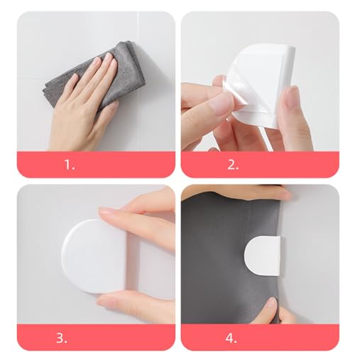 Self-Adhesive Shower Curtain Clips - No Drill Bathroom Accessories (4 Pack)