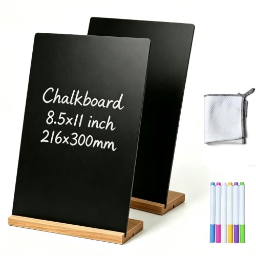 Tabletop Chalkboard with Beech Holder 8.5x12 Inches 2Pack - Reusable Menu Sign