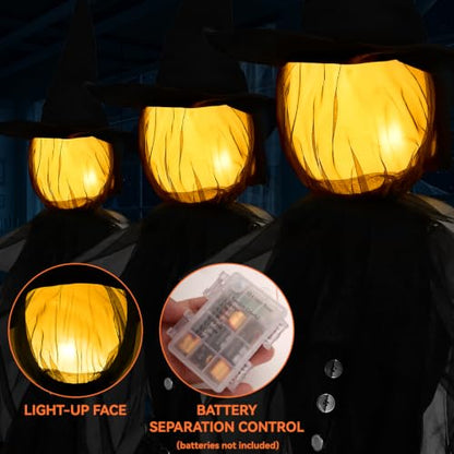 Halloween Outdoor Decorations Glowing Witches Set of 3 - Black Variation