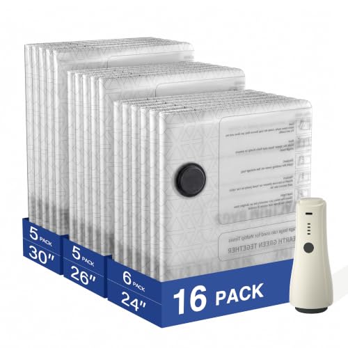 Vacuum Storage Bags with Cordless Pump 16-Piece Combo Set - Space Saver Travel Organizer