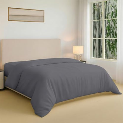 Dark Grey Oversize Bamboo Duvet Cover - Cooling & Silky Soft King Size