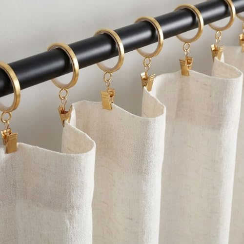 Luxury Gold Curtain Rings 2 Inch Diameter with Nylon Glide Inserts - Pack of 30