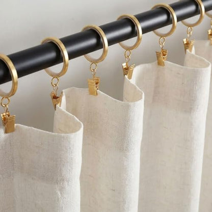 Luxury Gold Curtain Rings 2 Inch Diameter with Nylon Glide Inserts - Pack of 30