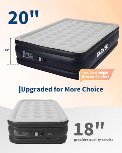 Queen Raised Air Mattress with Built-In Electric Pump, Self-Inflating, Flocked Top, Honeycomb Support - Portable Guest Bed