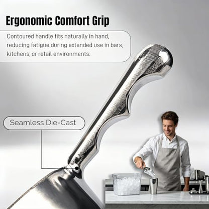 Heavy Duty 12oz Aluminum Ice Scoop 2 Pack for Kitchen & Bar Use