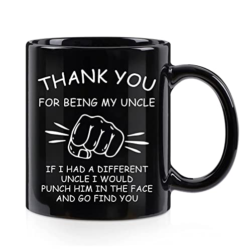 WENSSY Best Uncle Gift Mug - Funny Black 11oz Coffee Cup for Uncle