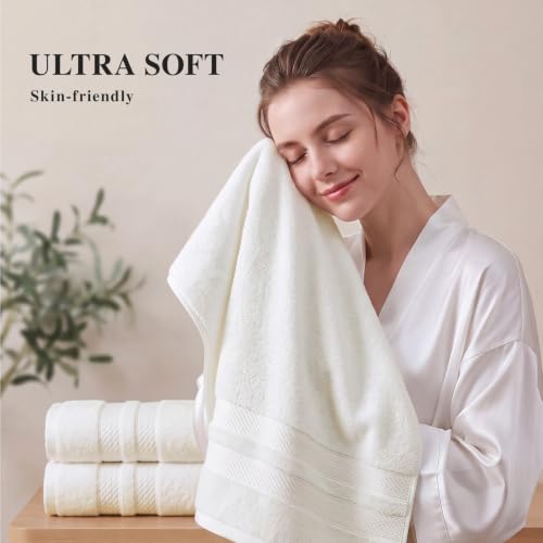 Ecolook 4 Pack Cream Hand Towels - 500 GSM Cotton, Bathroom & Kitchen