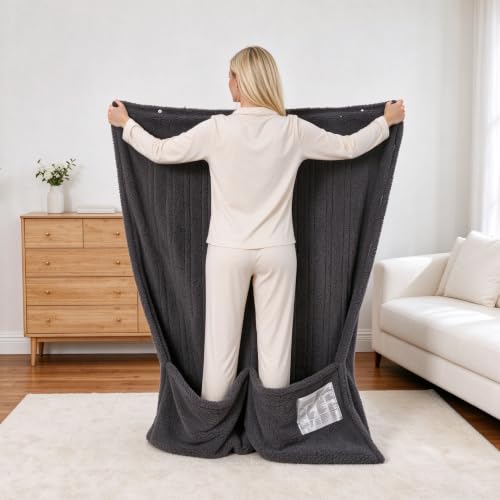 Garvee Electric Heated Blanket with Deep Foot Pocket & Large Front Pocket - Gray, 45x60 Inches