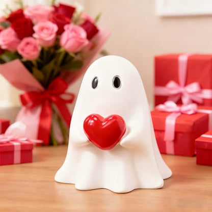Ghost Figurine Halloween Decor Rock Ghost with Heart - 3.5in Resin Statue