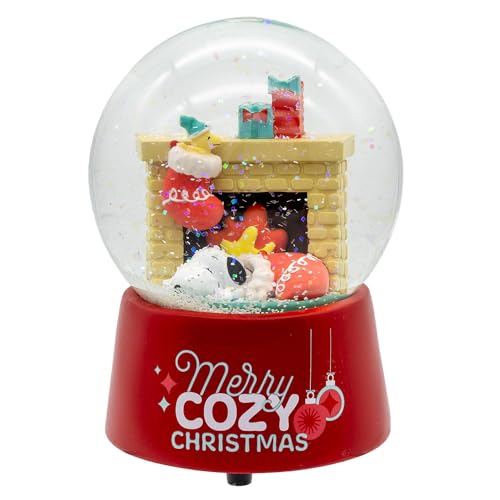 Musical Water Globe with Snoopy Fireplace Holiday Decor - 100MM