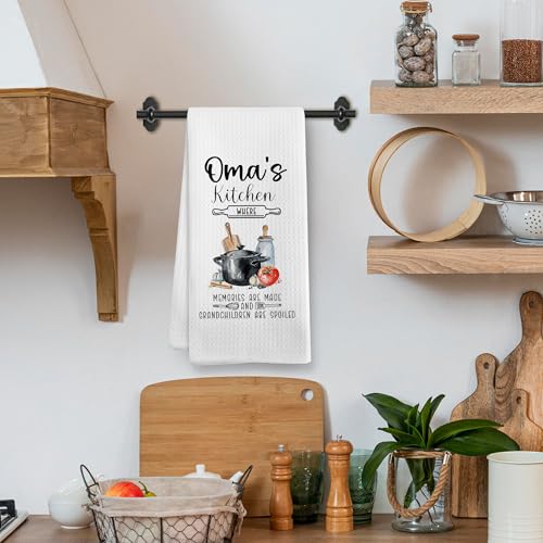 German Grandma Gifts Kitchen Hand Towels - Oma's Dish Cloths for Mothers Day & Christmas - 16x24 Inches - Variation of German Grandma