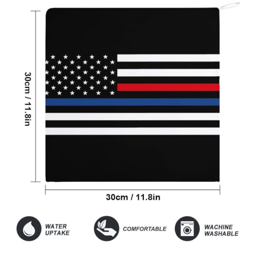 1PCS US Flag Hand Towels with Red Blue Thin Line for Bathroom & Kitchen