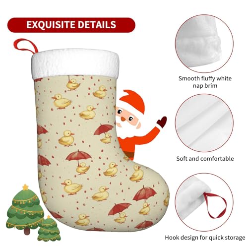Raindrop Ducks Christmas Stockings with White Soft Plush Cuff - Holiday Decor