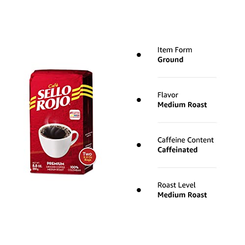 Sello Rojo, Tradicional Medium Roast Ground Coffee Bricks, 8.8 oz, Pack of 2