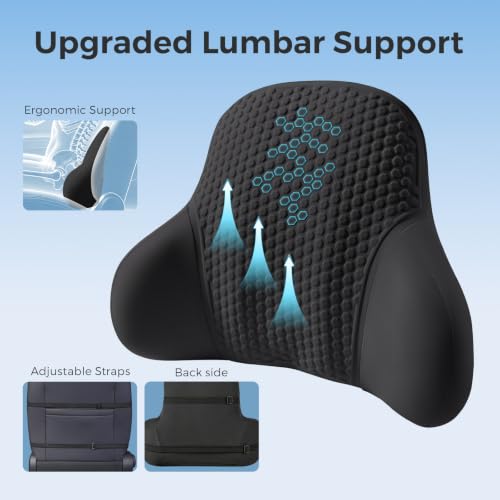 BABUR Gel Lumbar Support Pillow for Car Black - Lower Back Pain Relief