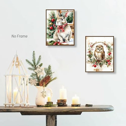 Unframed Christmas Wall Art Prints Set of 6 - Farmhouse Winter Holiday Decorations