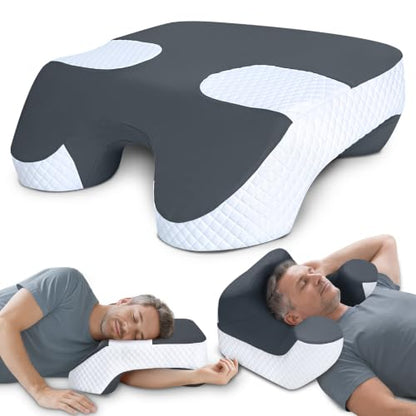 Side Sleeper Pillow with Arm Holes - Grey, 2-in-1 Shoulder Relief System