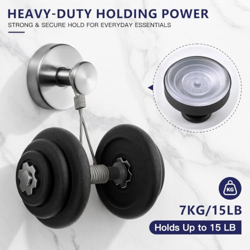 Heavy Duty Suction Cup Hooks for Shower Bathroom Removable Towel Holder Silver 2 Pack