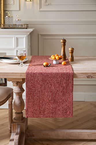 Farmhouse Burlap Style Table Runner 14x36 Inches Red - Rustic Decor