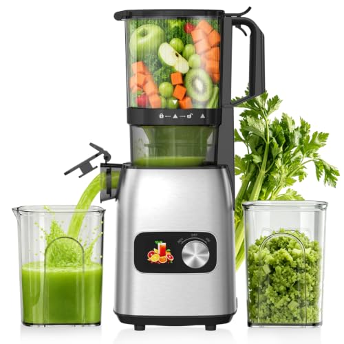 Cold Press Juicer Masticating Slow Juicer with Dual Collection Cups