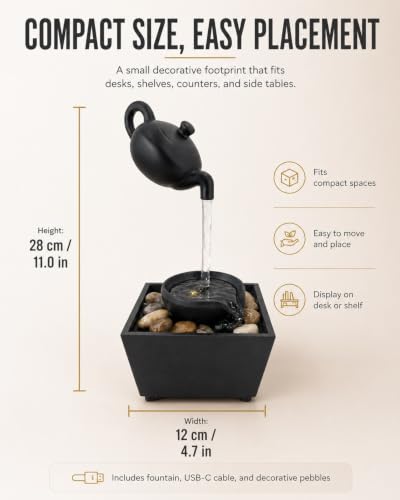 Floating Illusion Teapot Water Fountain Decor - Gold