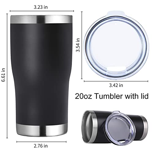 Black 20oz Stainless Steel Insulated Travel Tumbler with Lid - Pack of 4